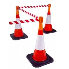 Kihúzható szalag közlekedési bójákra, 5m, piros-fehér