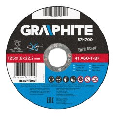 Rezna ploča za metal, 125 x 1,6 22,2 mm, 41 A60-T-BF 57H700