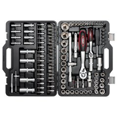 Sada nástrčkových kľúčov + nástavce - 108 dielov - v kufri 75246