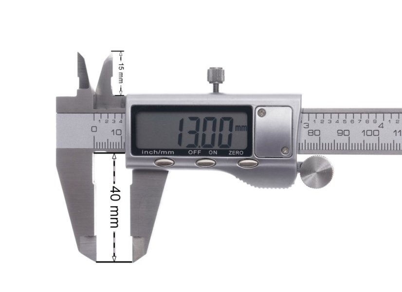 Elektronički mjerni uređaj od nehrđajućeg čelika, LCD zaslon 0-150 mm + kućište TA4100