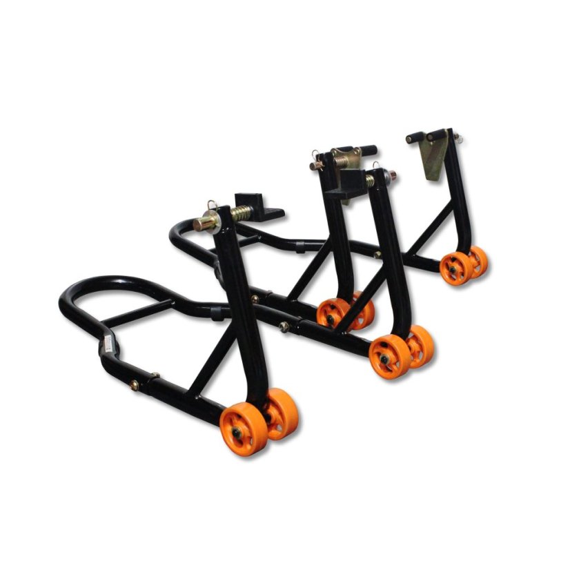 Set de 2 suporturi pentru motociclete - combo față + spate până la 500 kg RAMPA