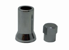 TPMS гумен вентил за OEM Schrader TR413 сензор, съвсем нов с хромирана капачка - ДВЕ ОТДЕЛНИ ЧАСТИ (вентил и алуминиева капачка)