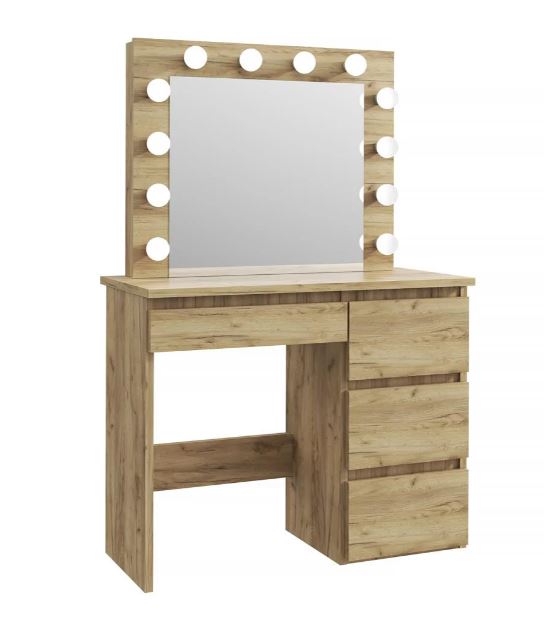 Fésülködőasztal LED tükörrel Cleopatra tölgy craft