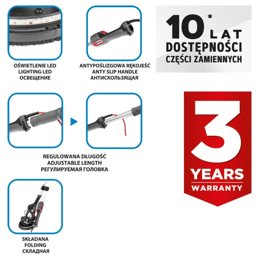 Gipszkarton csiszoló 800W , 215 mm, led 59G265