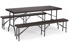 Gostinska garnitura miza + 2 klopi 180cm Brown Rattan