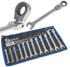 Racsni és hajlékony csuklós csillag-villáskulcs készlet 8-19mm, 12db G10337