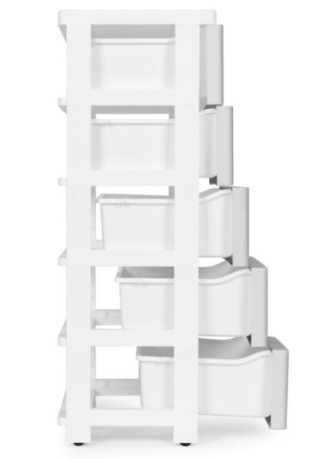 Regal na kolescih 5 polic White/ Grey