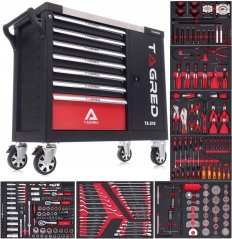 Cărucior de atelier cu 306 scule, chei cu clichet cu 72 dinți TA216
