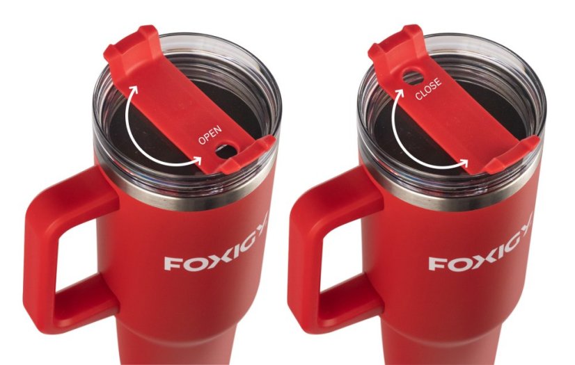 Termohrnček do auta so slamkou 1200 ml Cherry