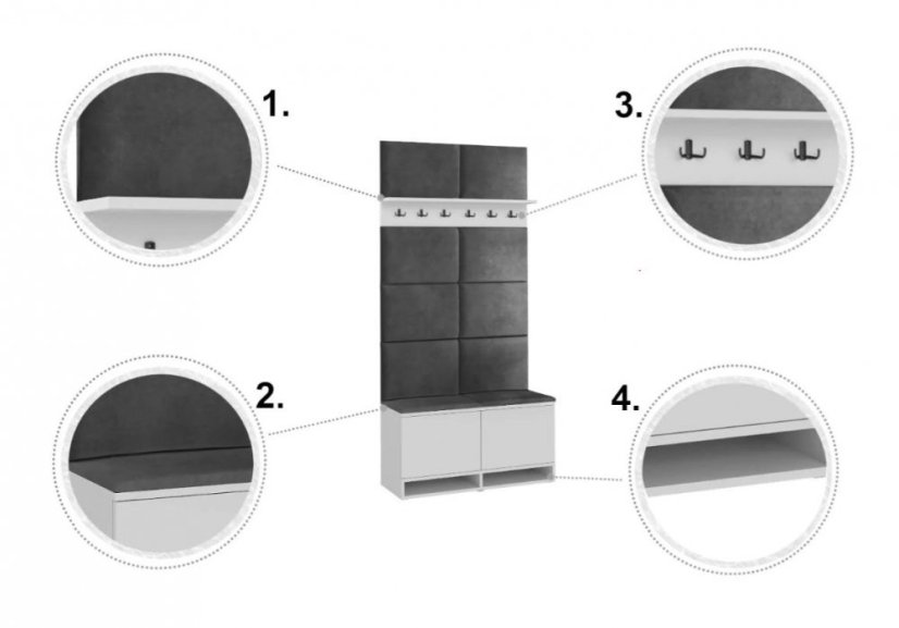 Előszobafal akasztós Sonoma/ Grey