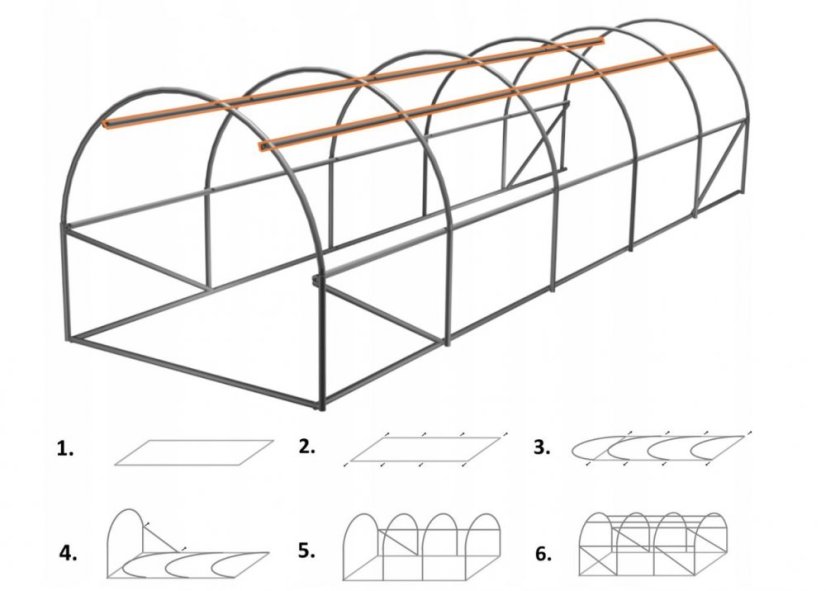 Garten Foliengewächshaus 3x8m mit UV-Filter