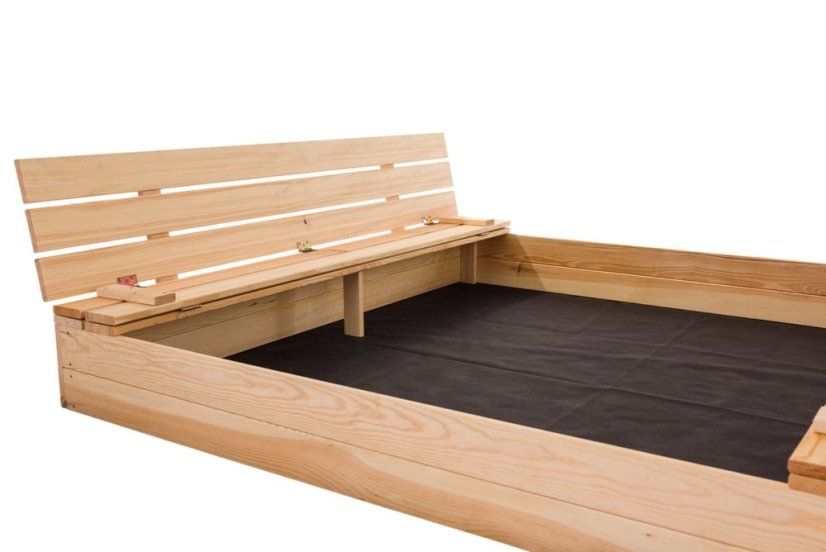 Sandkasten mit Bänken 160cm + Abdeckplane + Agrotextil SUN