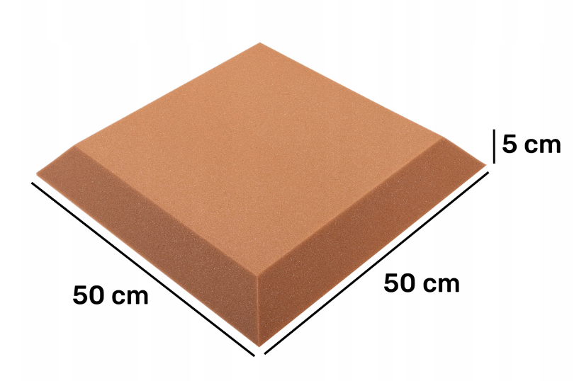 Akustický panel trapéz 50x50cm, tloušťka 5cm, hnědý