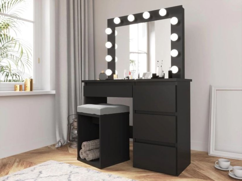 Öltöző asztal LED tükörrel Cleopatra Black