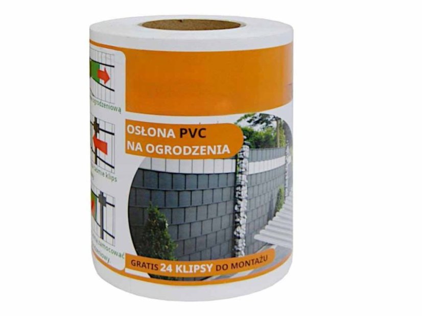 Plasă de umbrire pentru gard 19cm x 35m 450g/m2 Albă + cleme 24buc