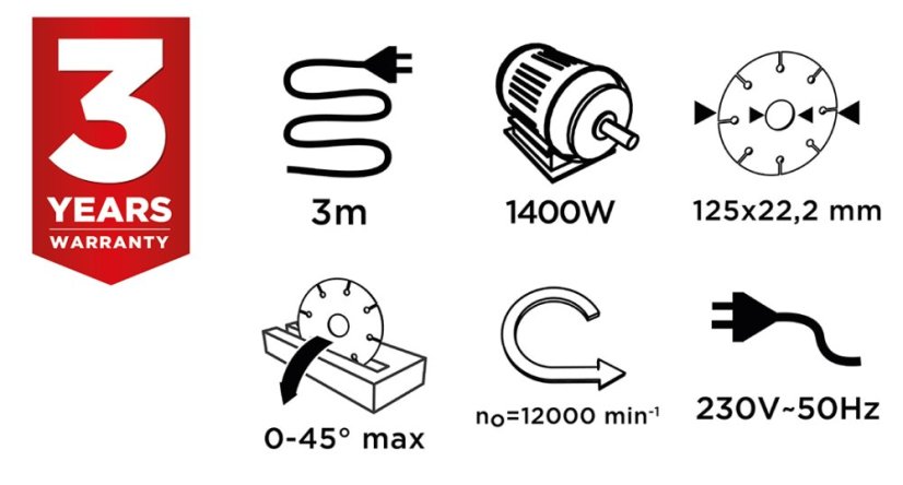 Mașină de tăiat gresie 1400 W, 125 mm 59G888