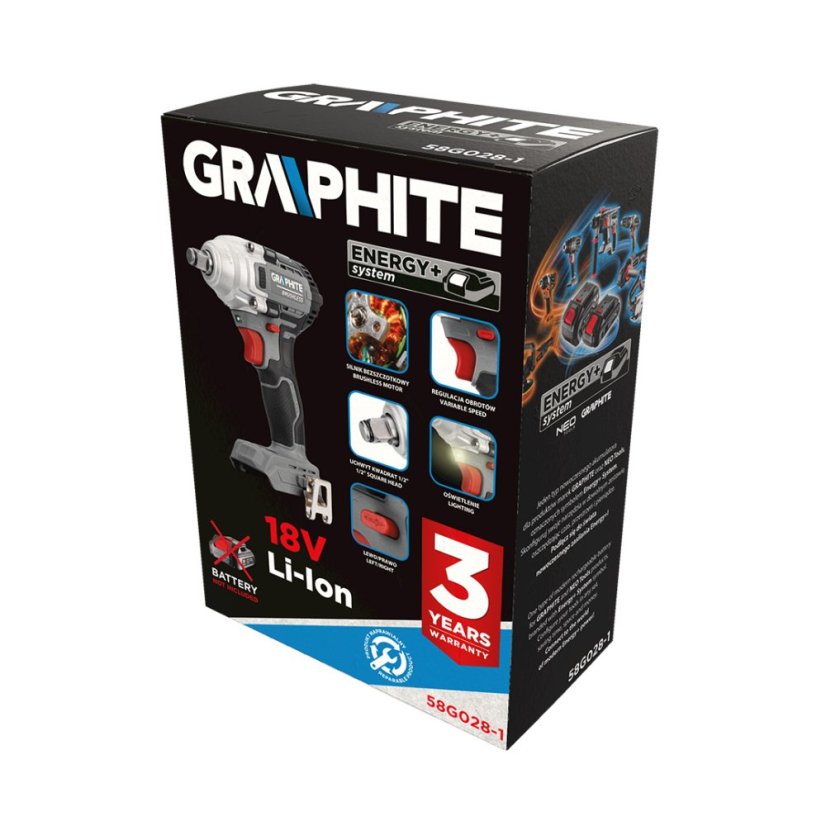 Cheie cu percuție fără perii 18 V, 330 Nm, ", Energy+, fără acumulator 58G028-1