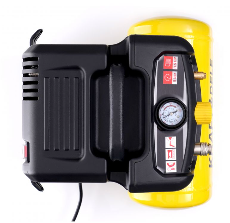 Kraft&Dele KD1415 hordozható olajmentes légkompresszor autószerelő műhelybe, 6L, 8 bar, 1.1 kW, 230V.