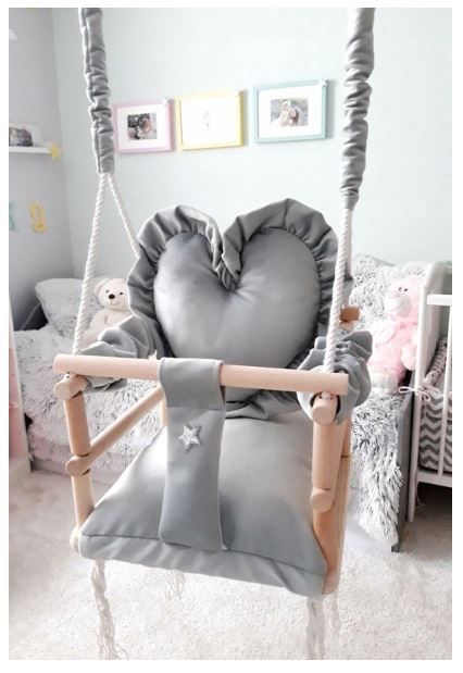 Fából készült gyermek hinta Heart Grey