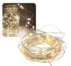 Dekoračné svetielka na baterky 60LED 6,2m teplé biele