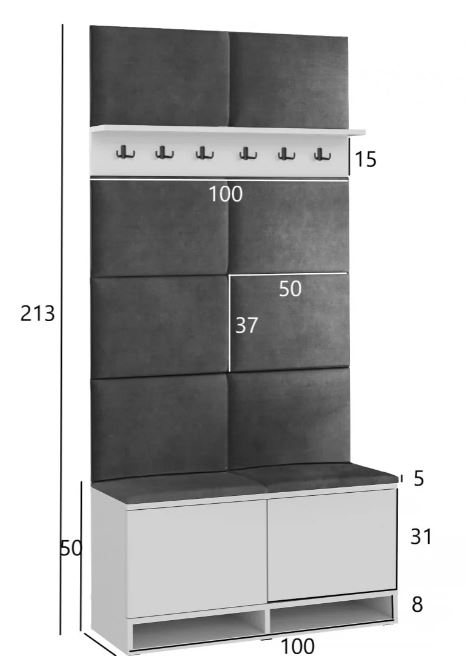Wandaufhänger für den Flur Weiß/Grau