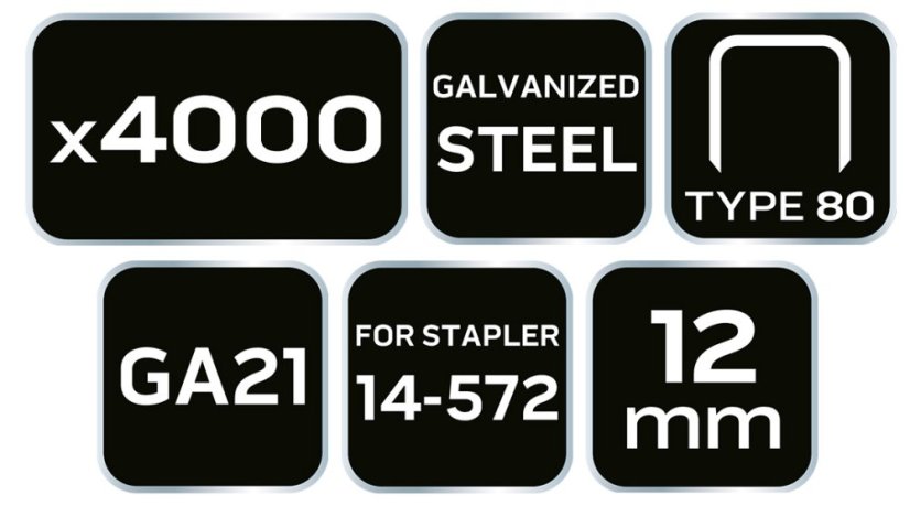 Verzinkte Heftklammern für Druckluft-Heftgeräte (14-572), GA21, Typ 80 (380), Länge 12 mm, 4000 14-613