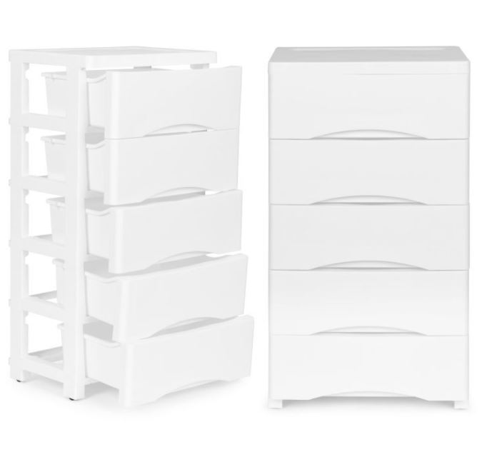 Regal na kolescih 5 polic White