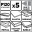 Velcro brusni papir, željezo 102 x 152 mm, P120, 5 kom, s 11 rupa 58T304