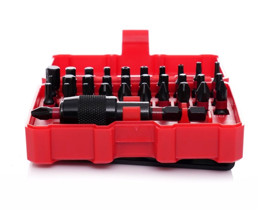 CrV-Schlagbitsatz, TORX-Schlagbits, PZ1, HEX3, TX 32-teilig TA1208