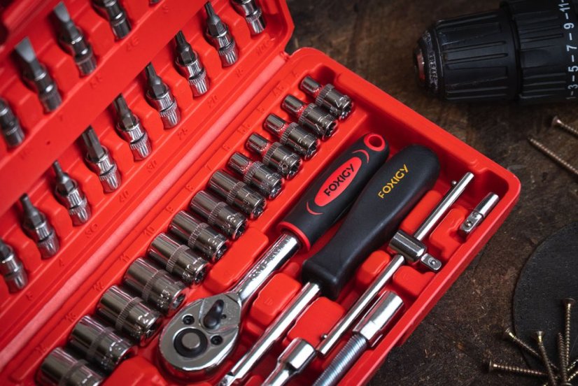 Gola dugókulcs készlet 46 részes, 1/4", Cr-V, racsnis