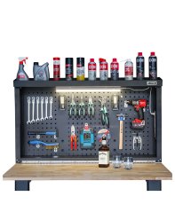 Skládací pracovní stůl ponk s LED lampou a zásuvkami FR4021