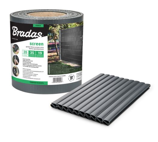 Kerítés árnyékoló szalag 19cm x 35m Grey 450g/m2 + klipszek