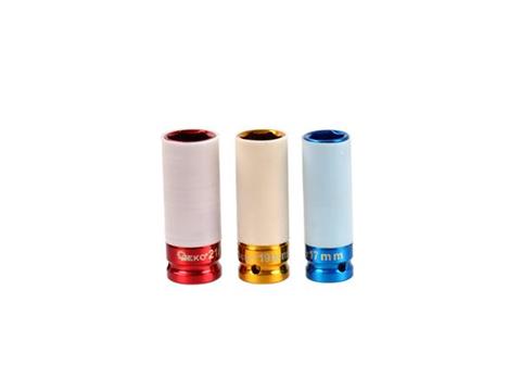 Set chei tubulare protejate pentru jante aluminiu, 3 piese – Geko G10510, 1/2", 17/19/21 mm, cu manșon teflon