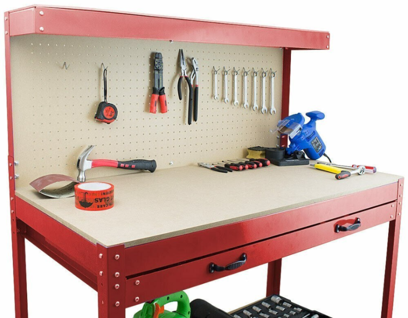 Werkbank für Werkstatt 115x55x140 cm Rot HD17726