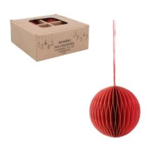 Ukrasne papirnate dekoracije crvene 7 cm, 4 komada
