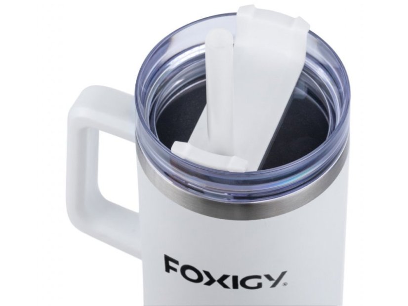 Autós thermo bögre szívószállal 1200 ml fehér