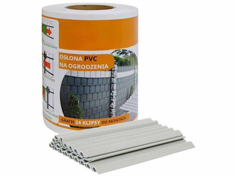 Plasă de umbrire pentru gard 19cm x 35m 450g/m2 Albă + cleme 24buc