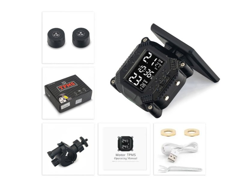 TPMS jelző, napelemes érzékelő motorkerékpárokhoz