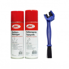 Комплект за почистване на мотоциклетна верига JMC почистващ препарат + смазка + четка