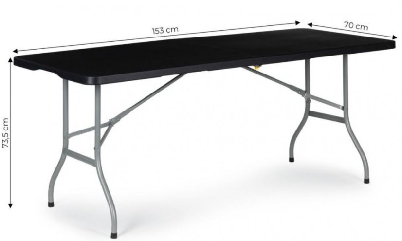 Gostinska miza zložljiva 153 cm črna