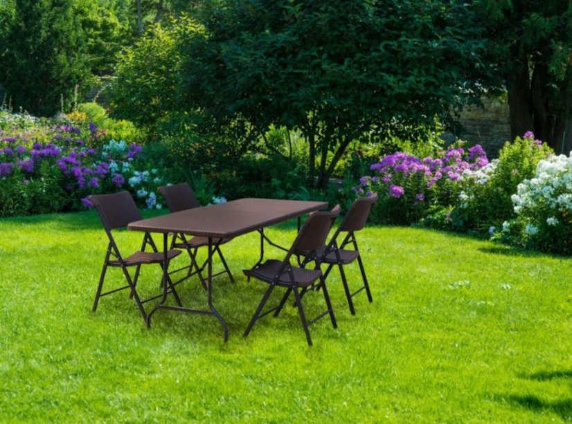 Gostinska miza zložljiva 180 cm Brown Rattan