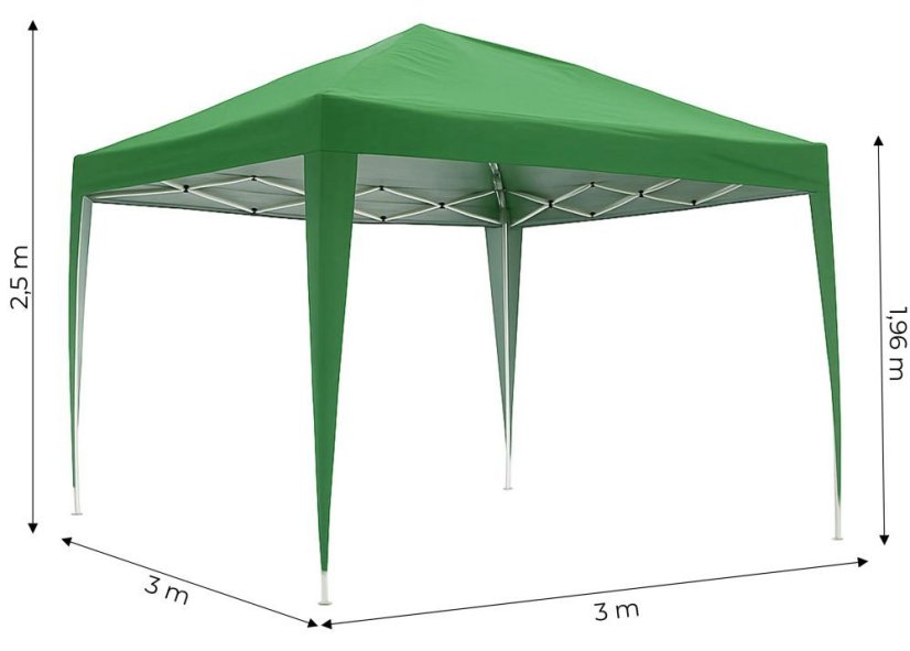 Gartenpavillon 3x3m faltbar Grün