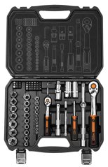Steckschlüssel 1/2", 1/4", Satz mit 73 Stück, CrV 10-054