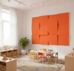 Akustický panel 3D zkosený 50x50cm, tloušťka 5cm, oranžový