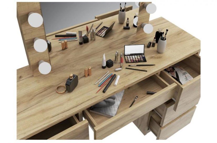 Fésülködőasztal  LED tükörrel Daniella tölgy craft