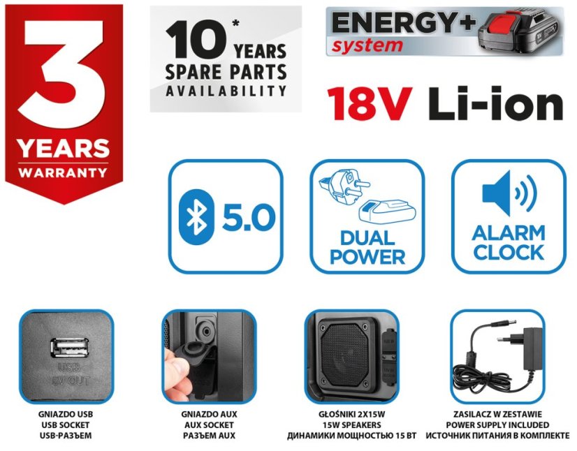 Radio pentru construcții Energy+ 18V fără baterie 58GE128