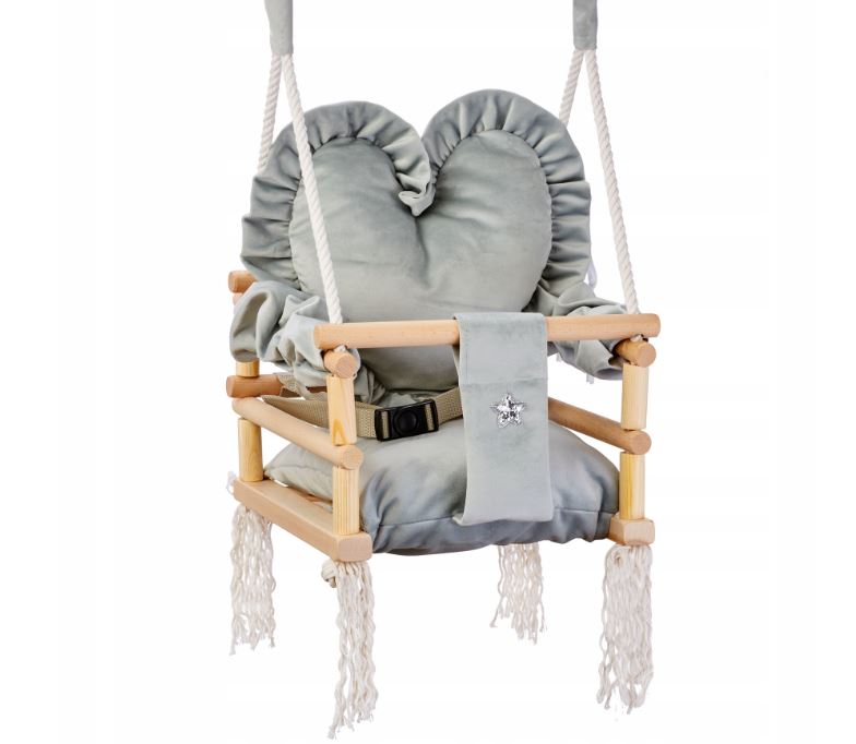 Fából készült gyermek hinta Heart Grey
