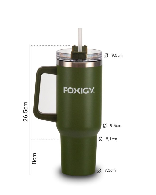 Auto termos šalica sa slamčicom 1200 ml Army green