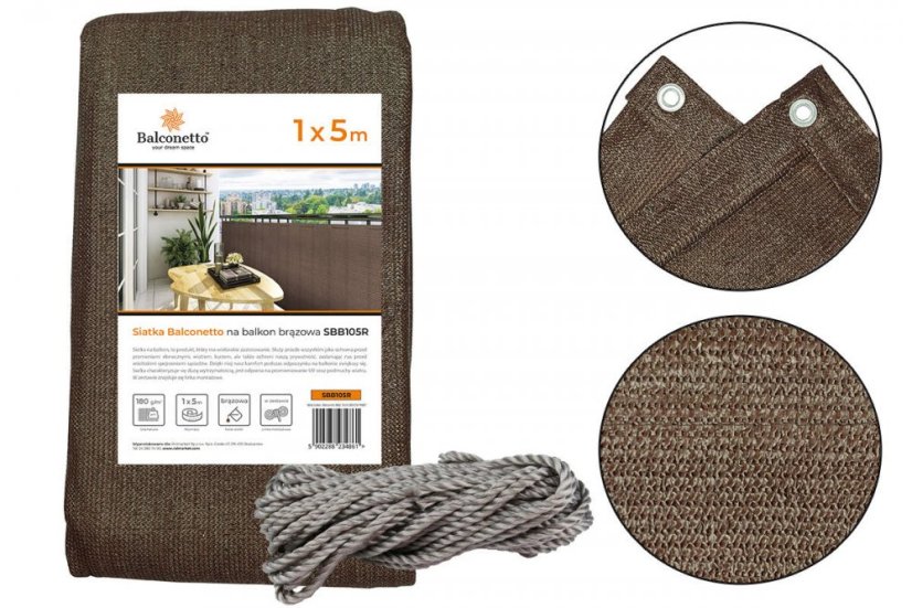 Erkély paraván 1x5m 95% Balcone Brown