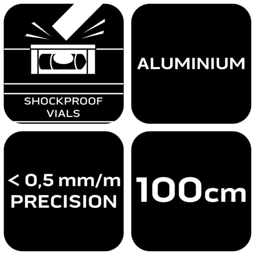 Aluminium-Wasserwaage S 400, 3 Wasserwaagen, 2 Griffe, 100 cm 71-144